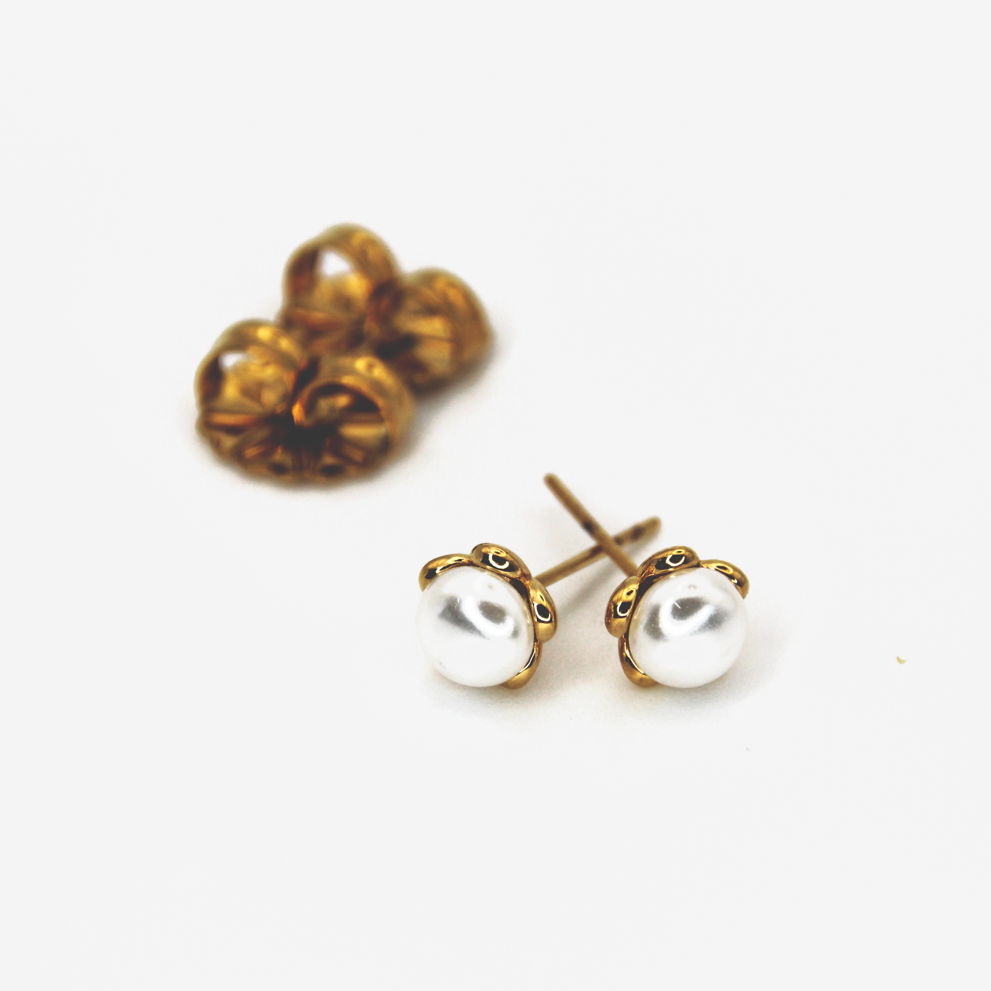 Pearl button earrings