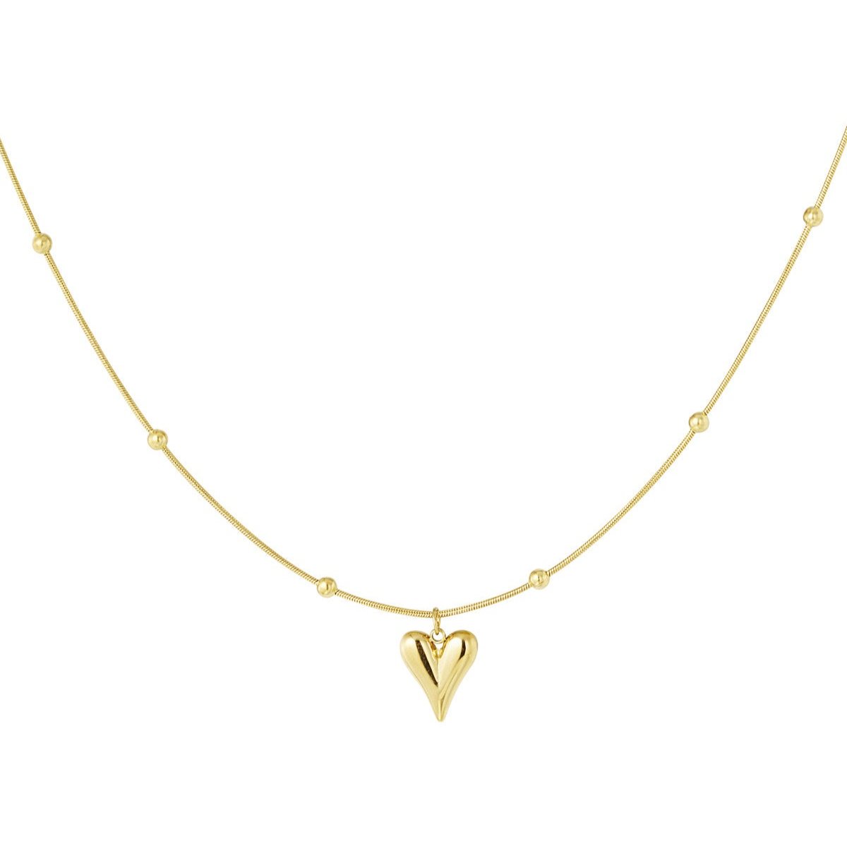 collana in acciaio placcato oro con ciondolo cuore