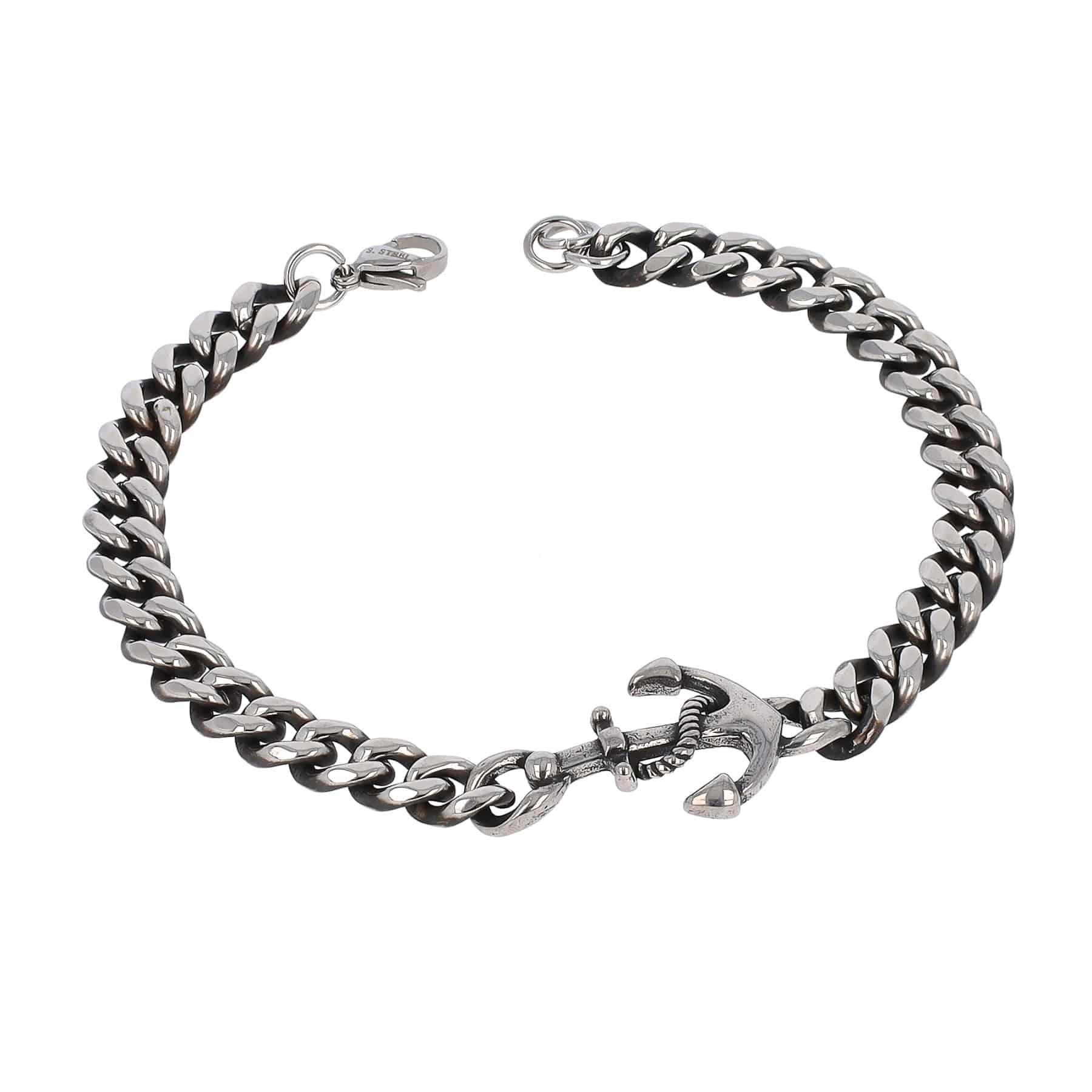 Bracciale in acciaio anticato con ancora