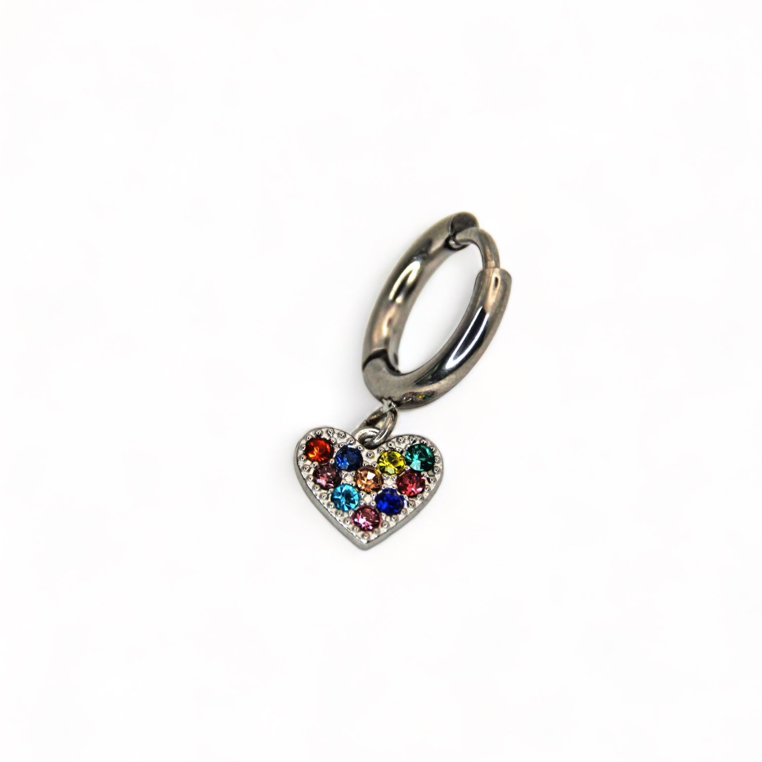 Mono-orecchino Hoop cuore con strass