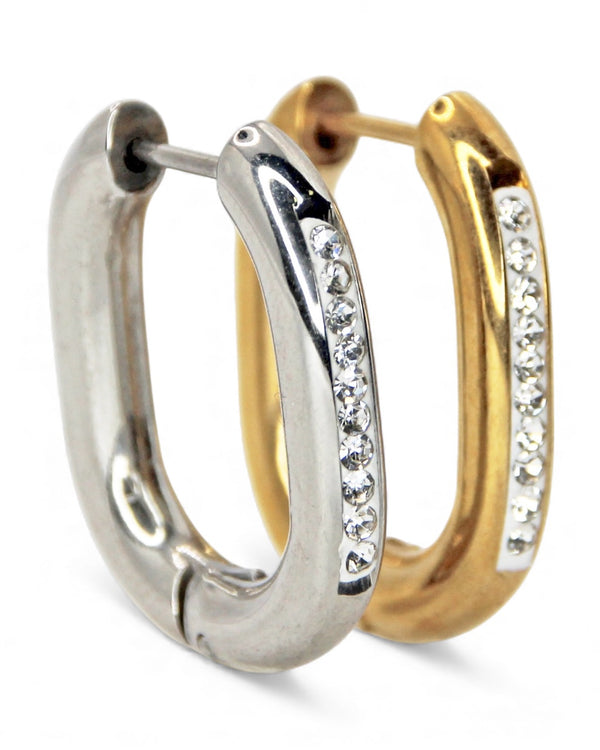Orecchini Oval Crystal Hoop
