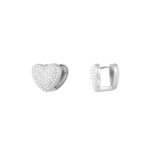 Sparkling Heart Button Earrings