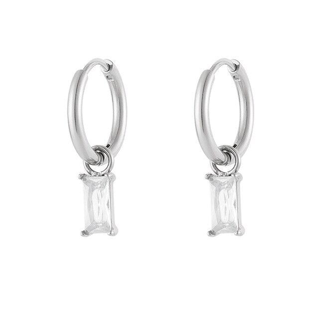 Hoop Earrings Sparkling Rect