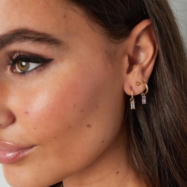 Hoop Earrings Sparkling Rect