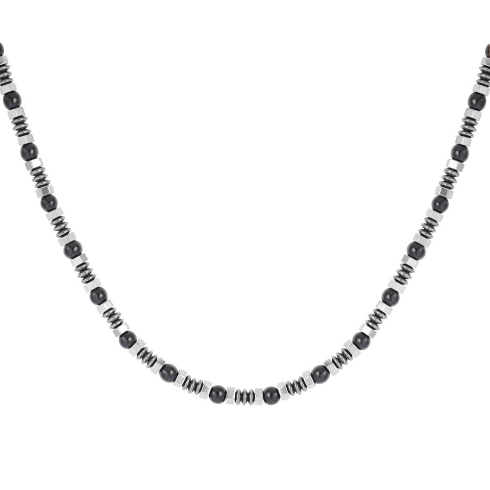 Steel necklace with hard stones