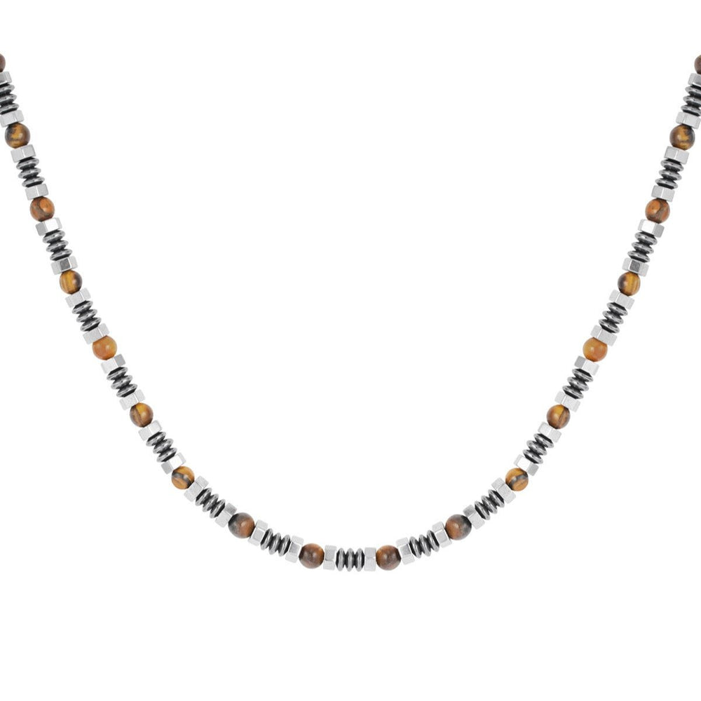 Steel necklace with hard stones