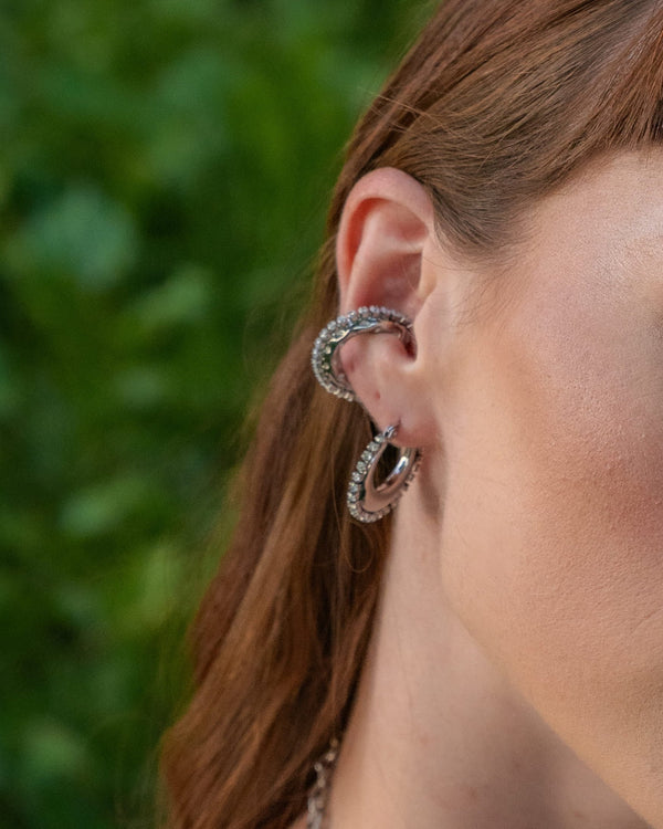 Cuff Chunky Small martellato con zirconi