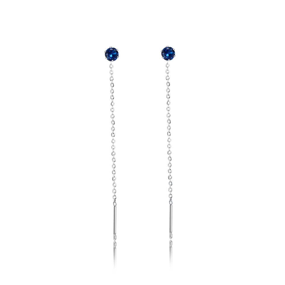 Up and down earrings with crystal