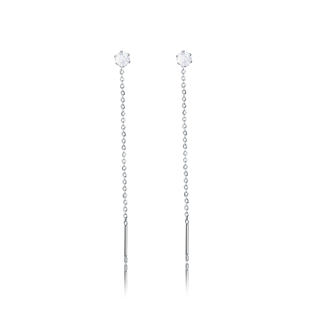 Up and down earrings with crystal