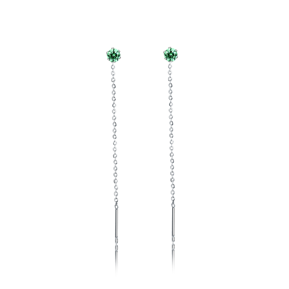Up and down earrings with crystal