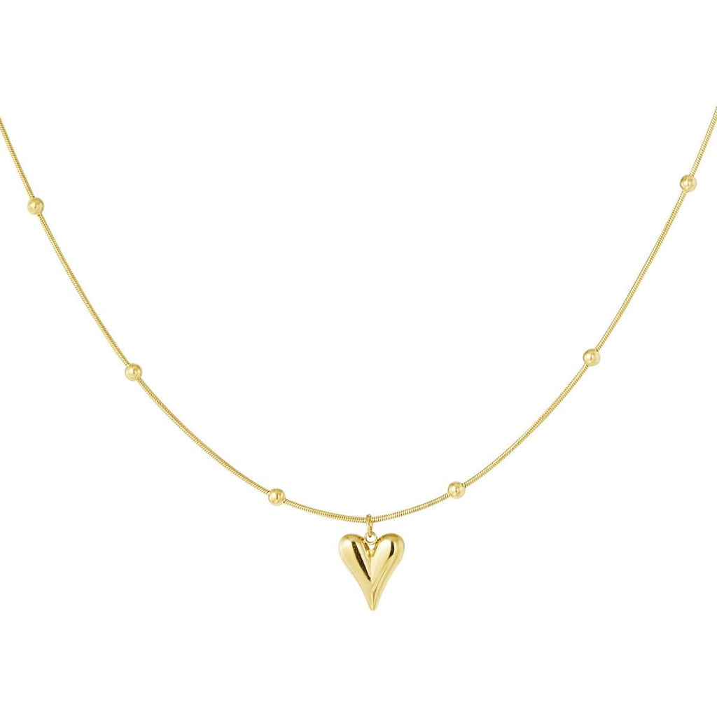 collana in acciaio placcato oro con ciondolo cuore