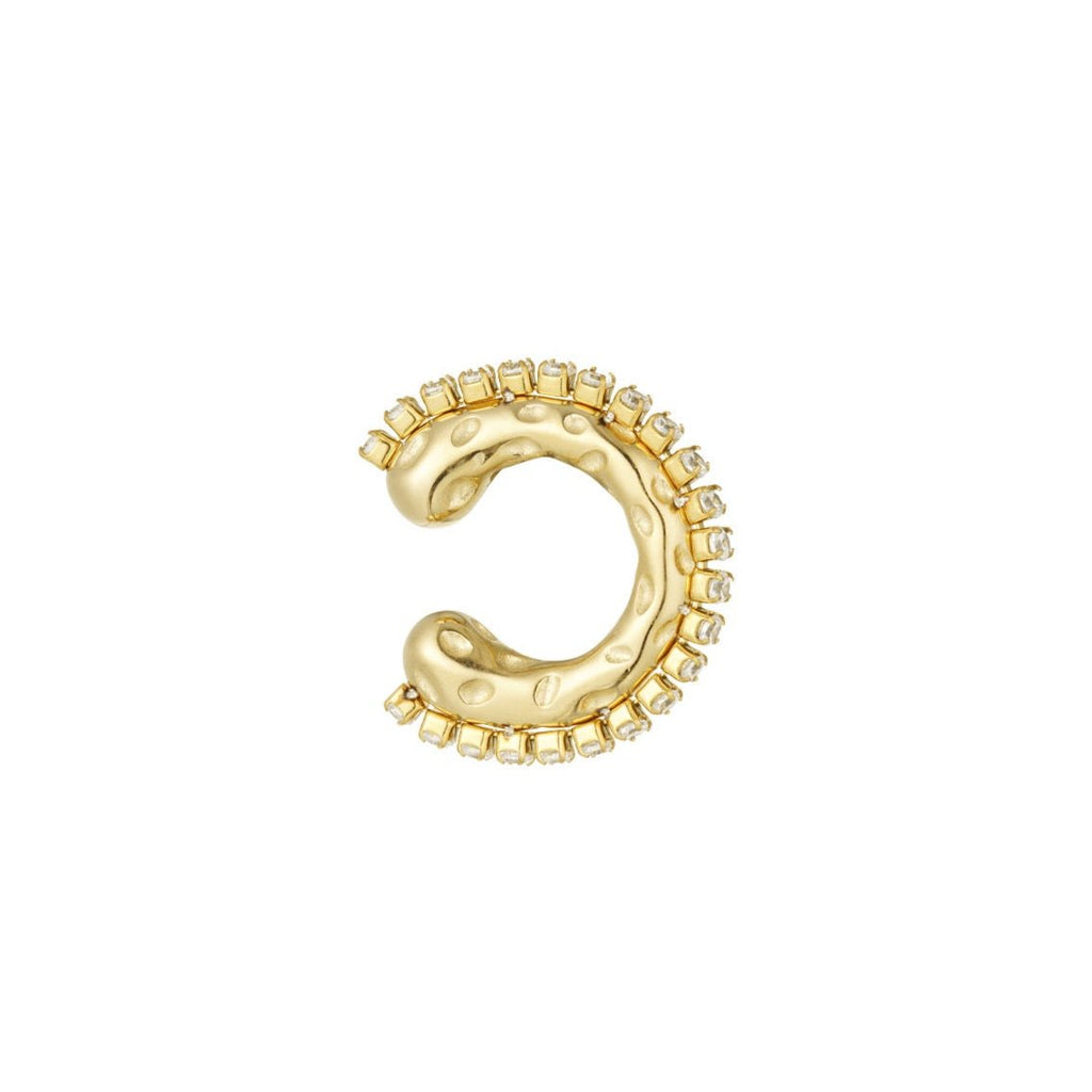 Cuff Chunky Small martellato con zirconi