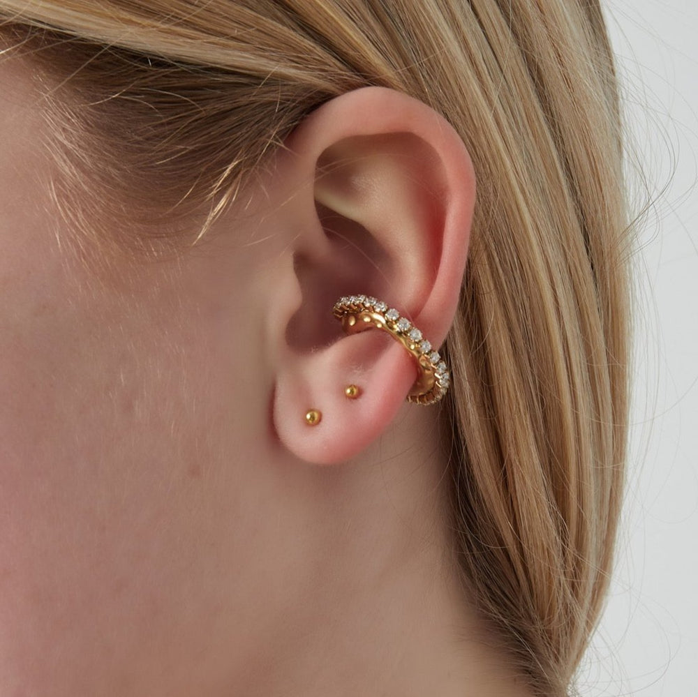 Cuff Chunky Small martellato con zirconi