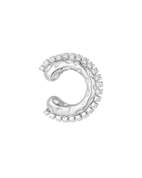 Cuff Chunky Small martellato con zirconi