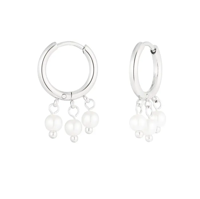 Pearl Trio Hoop Earrings