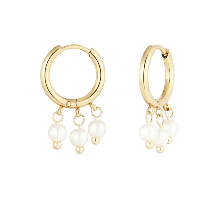 Pearl Trio Hoop Earrings