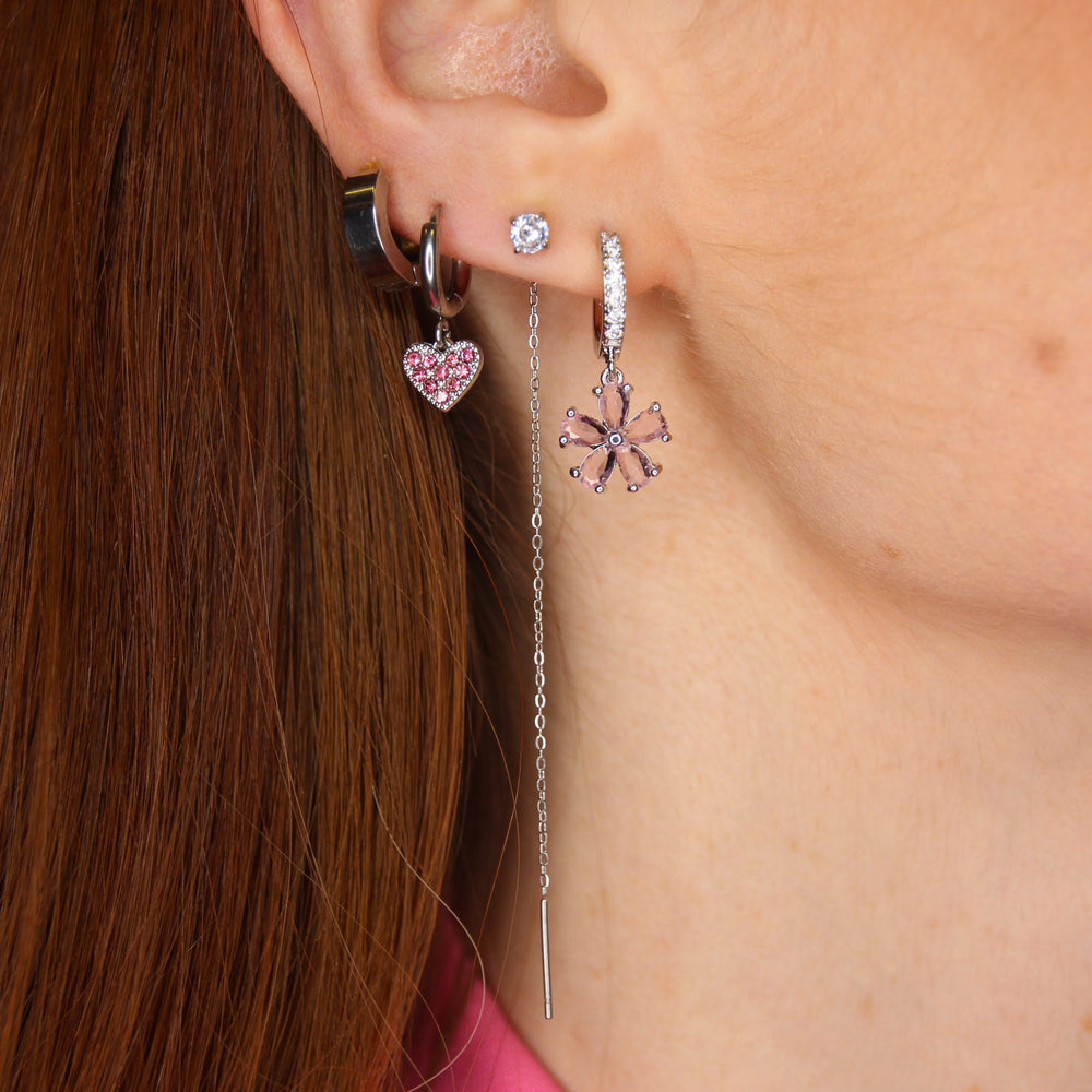 Up and down earrings with crystal