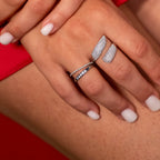 Thin wedding ring with rhinestones