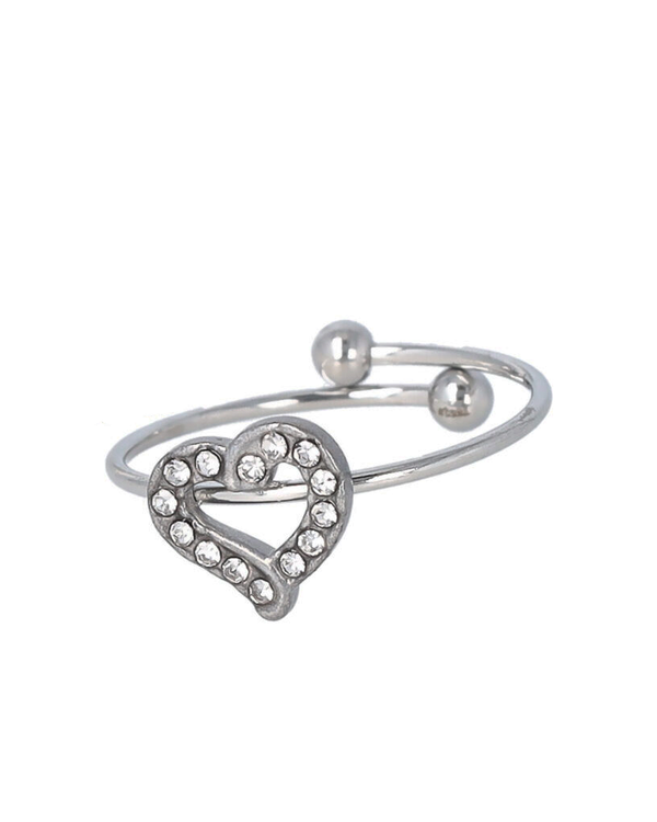 Anello cuore traforato e strass
