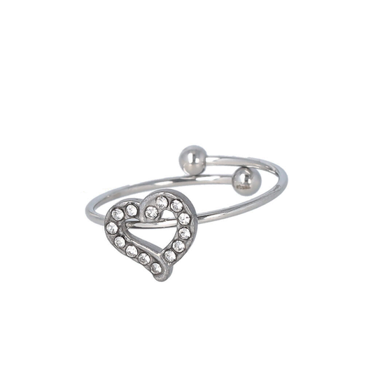 Openwork heart ring and rhinestones