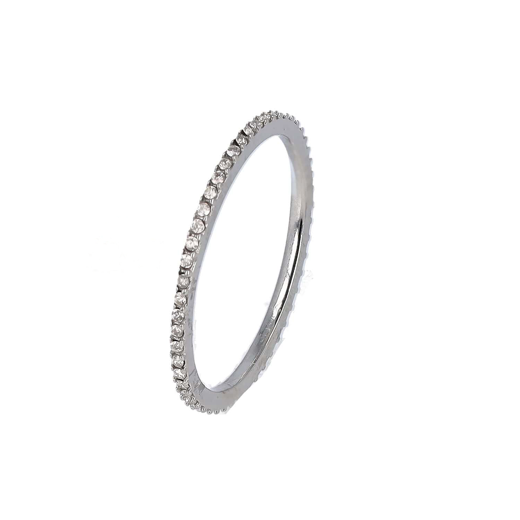 Anello fedina sottile con strass