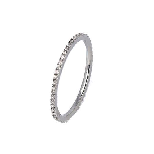 Thin wedding ring with rhinestones