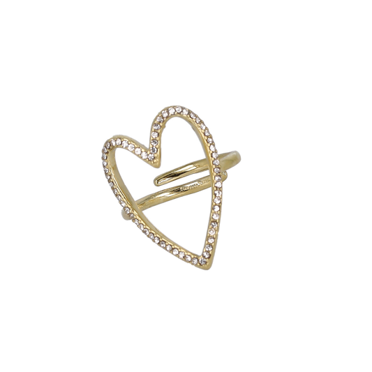 Anello Big Heart con Strass