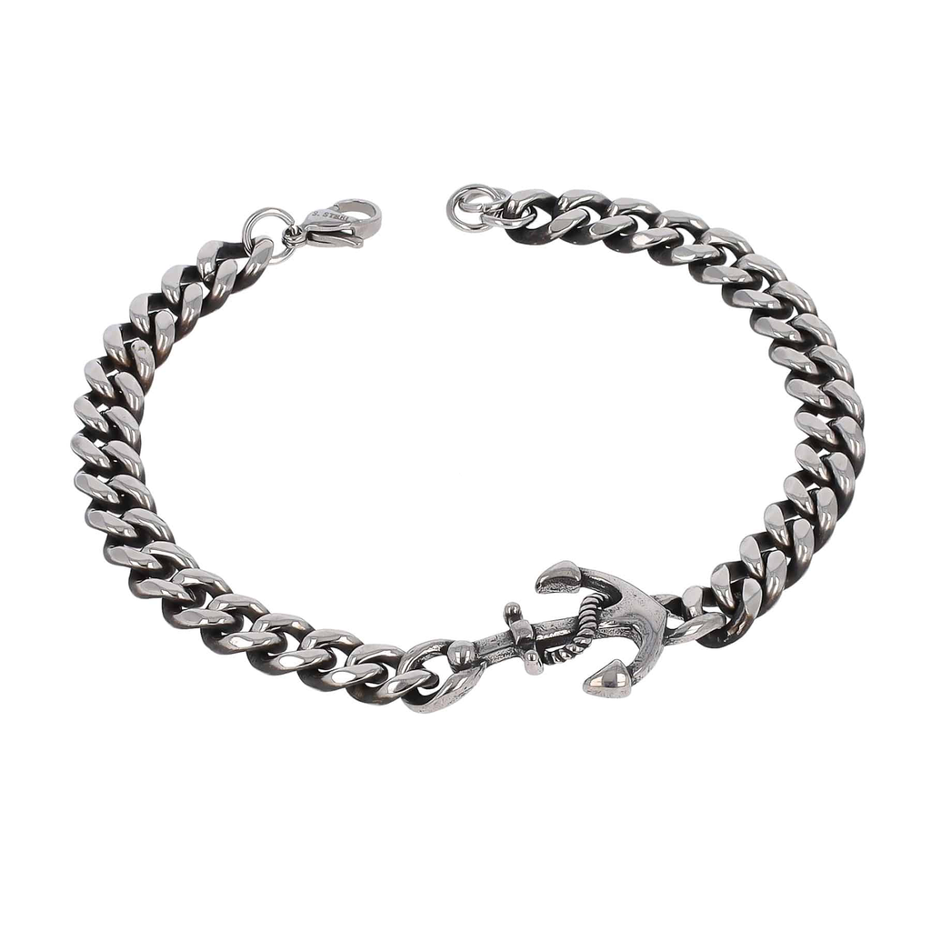 Bracciale in acciaio anticato con ancora