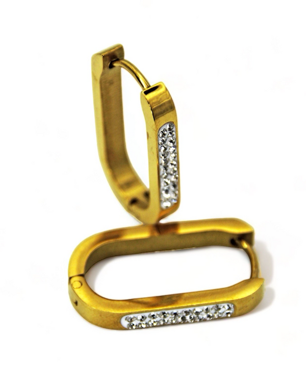Oval earrings with rhinestones