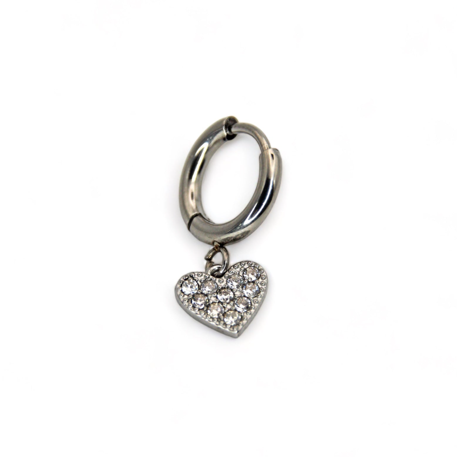 Mono-orecchino Hoop cuore con strass