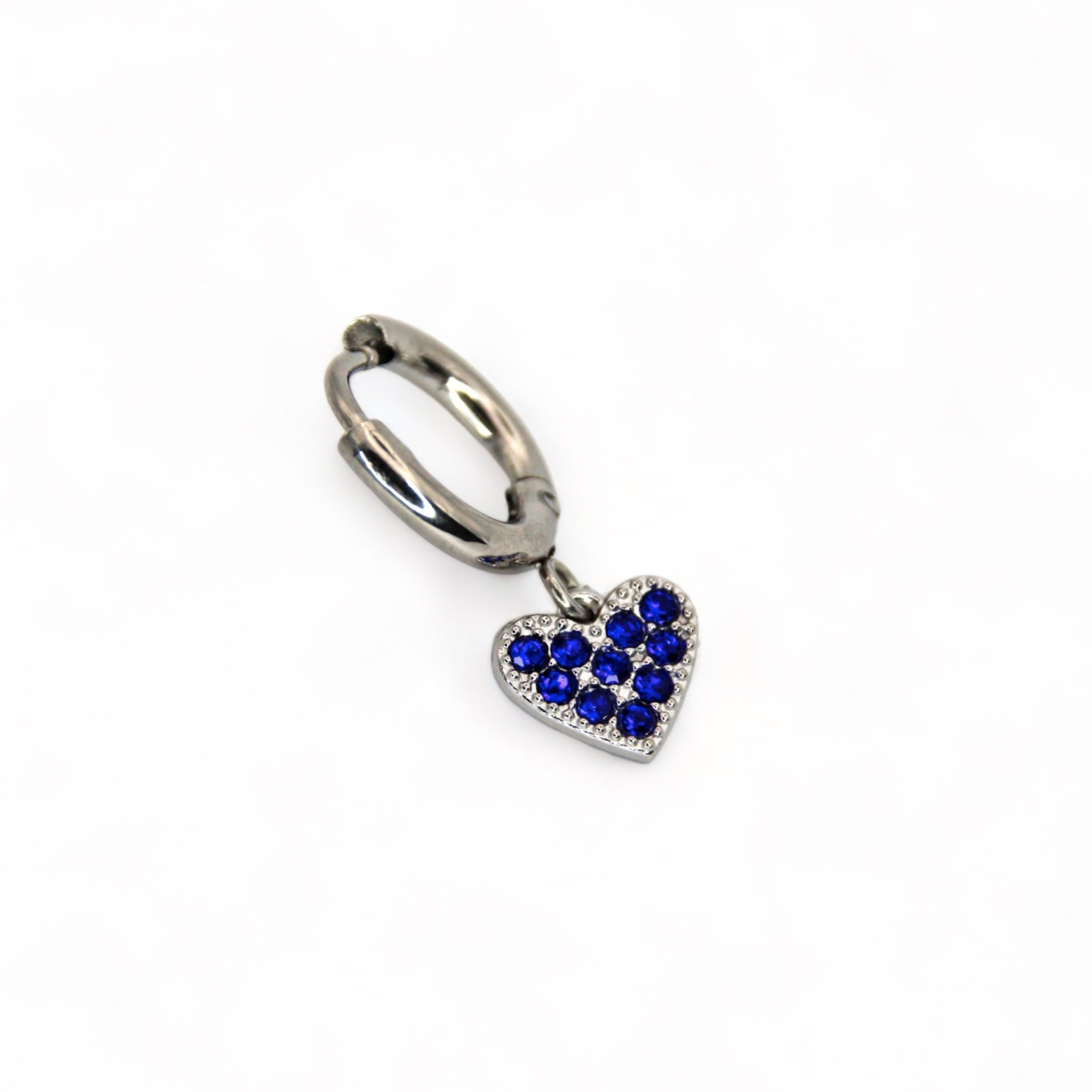 Mono-orecchino Hoop cuore con strass