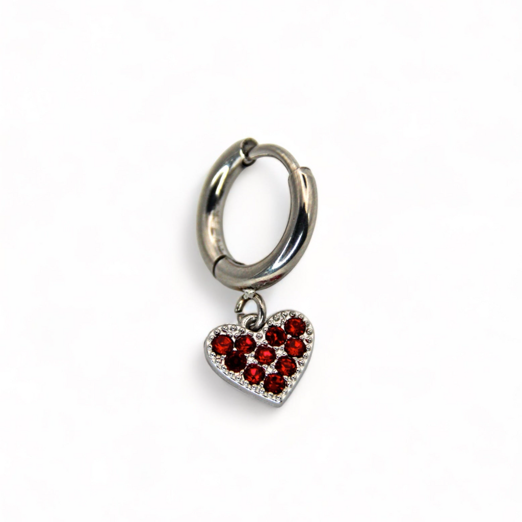 Mono-orecchino Hoop cuore con strass