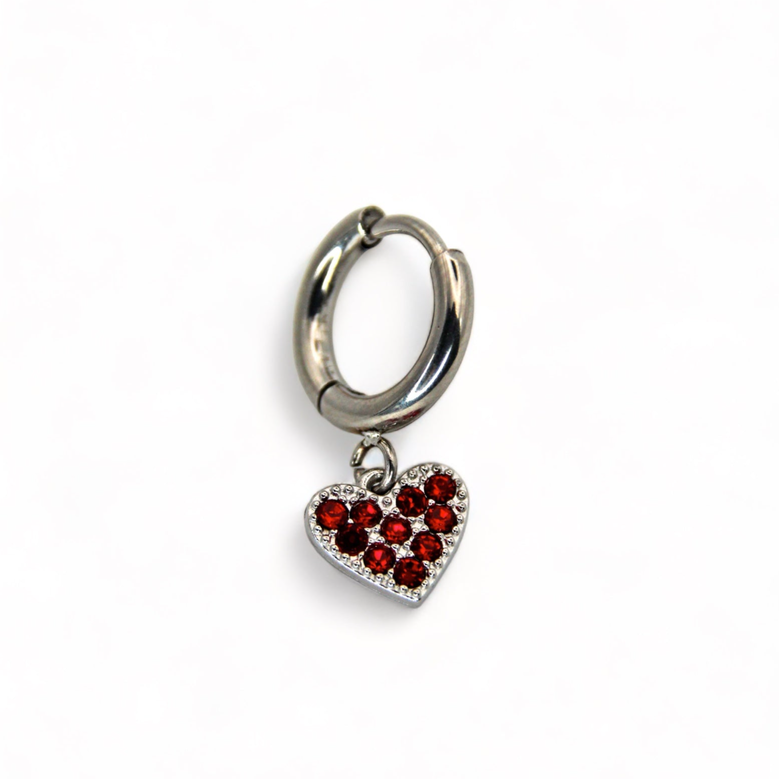 Mono-orecchino Hoop cuore con strass