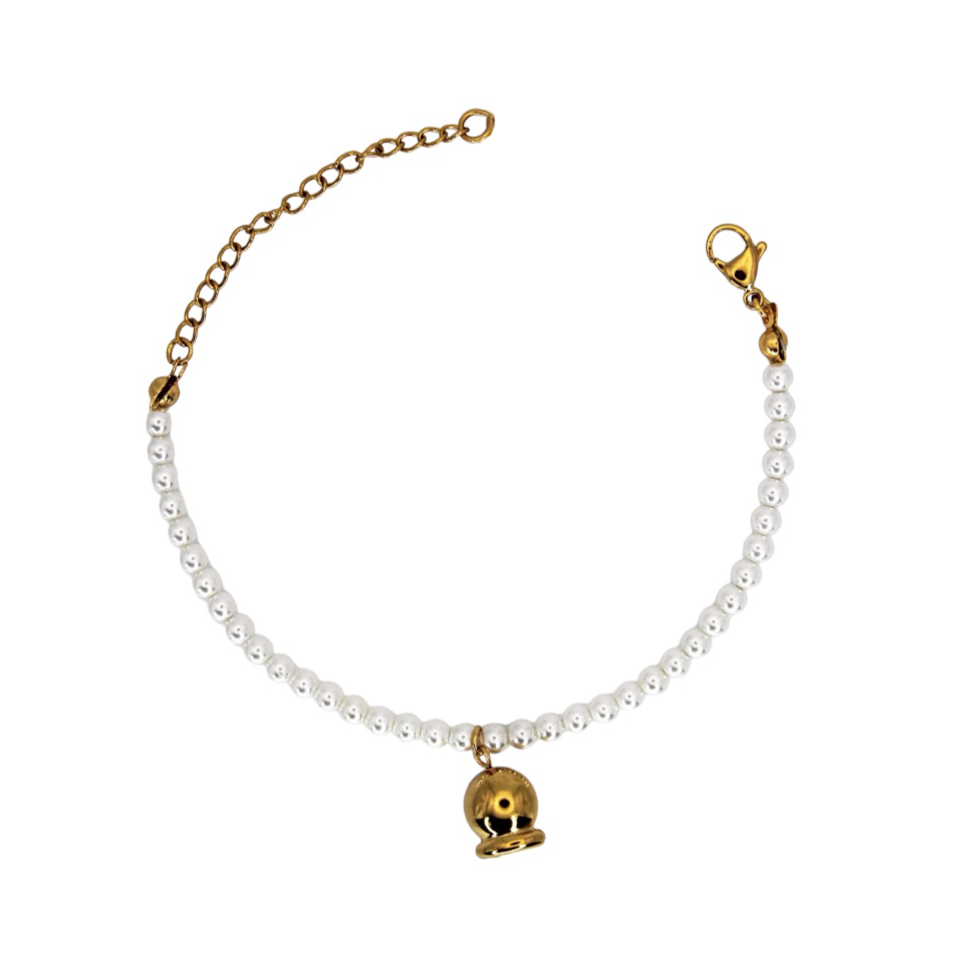 Bell Bracelet with White Pearls