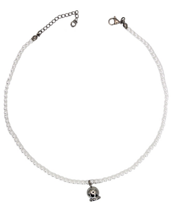 Bell Necklace with White Pearls