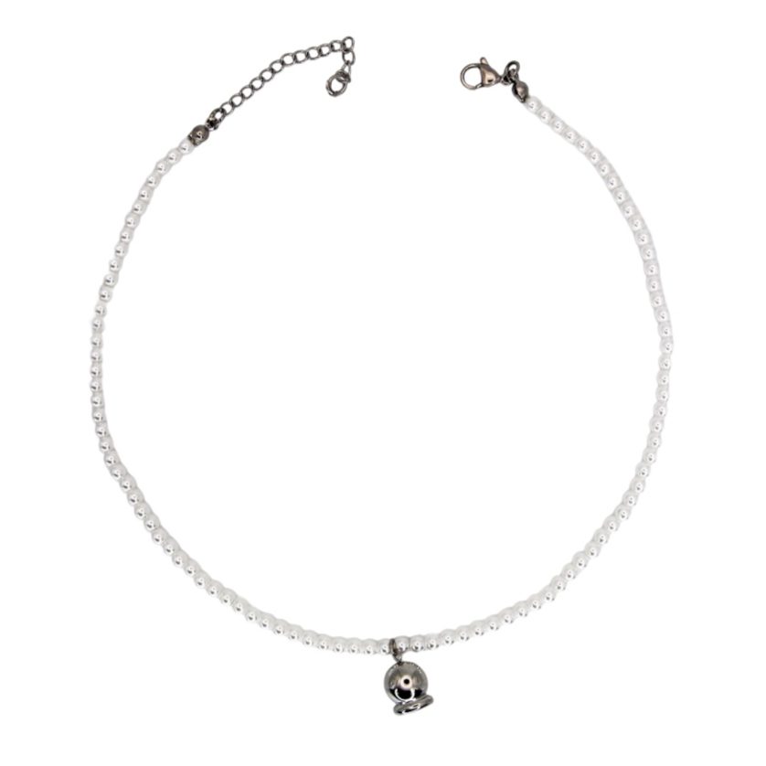 Bell Necklace with White Pearls