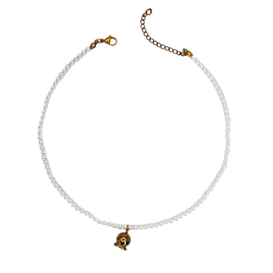Bell Necklace with White Pearls