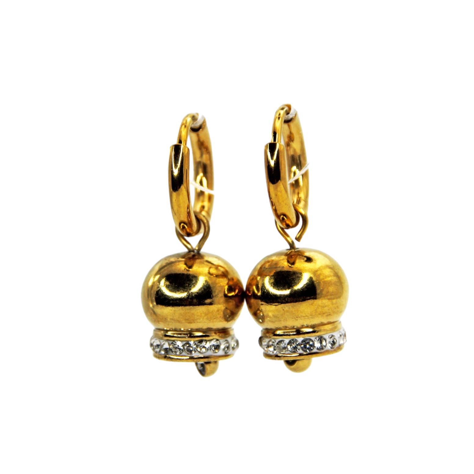 Bell Hoop Earrings with Rhinestones